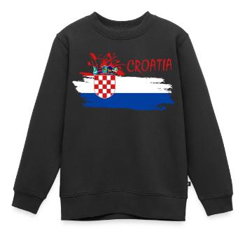 Kroatien - Kinder Premium Organic Sweatshirt - Schwarz - Vorne - AI Model Kid Female (0cm)