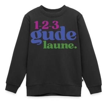 123 Gude Laune - Spruchmotiv für gute Laune - Kinder Premium Organic Sweatshirt - Schwarz - Vorne - AI Model Kid Female (0cm)