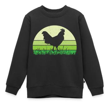 Hahn - Kinder Premium Organic Sweatshirt - Schwarz - Vorne - AI Model Kid Female (0cm)
