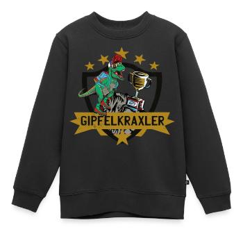 Dino - Gipfelkraxler - Pokal - Wandern mit Kindern - Kinder Premium Organic Sweatshirt - Schwarz - Vorne - AI Model Kid Female (0cm)