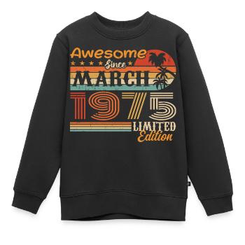 Mars 1975 Vintage 1975 rétro cadeau d’anniversaire - Sweat Premium enfant bio - noir - Devant - AI Model Kid Female (0cm)