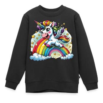 Licorne magique et chance arc-en-ciel - Sweat Premium enfant bio - noir - Devant - AI Model Kid Female (0cm)