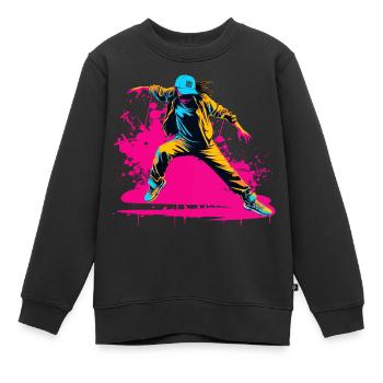 Breakdancer des années 90 - Sweat Premium enfant bio - noir - Devant - AI Model Kid Female (0cm)