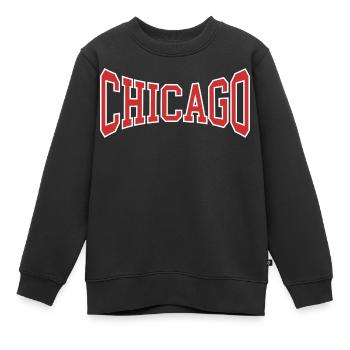 Chicago - Sweat Premium enfant bio - noir - Devant - AI Model Kid Female (0cm)