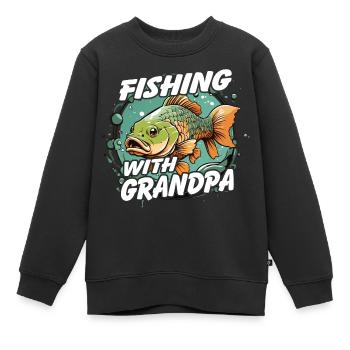 Pêche avec papa avec un design de poisson coloré - Sweat Premium enfant bio - noir - Devant - AI Model Kid Female (0cm)