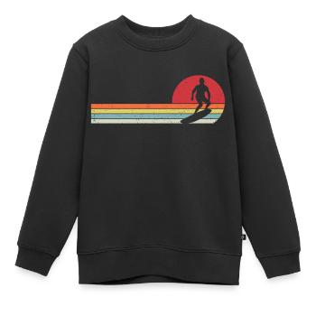 Retro Surf Surfen Surfer - Kinder Premium Organic Sweatshirt - Schwarz - Vorne - AI Model Kid Female (0cm)