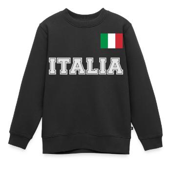 Look maillot Italie - ITALIA avec drapeau - Sweat Premium enfant bio - noir - Devant - AI Model Kid Female (0cm)