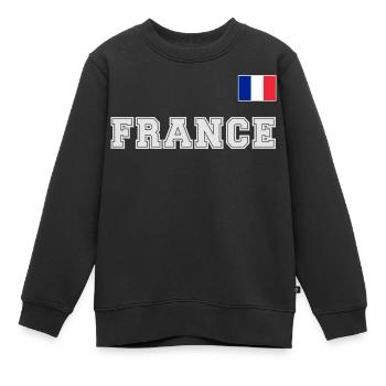 Look maillot de la France - FRANCE avec drapeau - Sweat Premium enfant bio - noir - Devant - AI Model Kid Female (0cm)