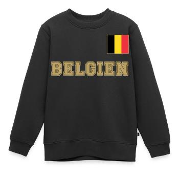 Look maillot de la Belgique - Drapeau national Drapeau drapeau - Sweat Premium enfant bio - noir - Devant - AI Model Kid Female (0cm)