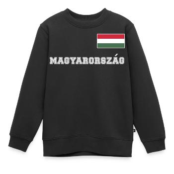 Look maillot de la Hongrie – MAGYARORSZÁG - Drapeau - Sweat Premium enfant bio - noir - Devant - AI Model Kid Female (0cm)