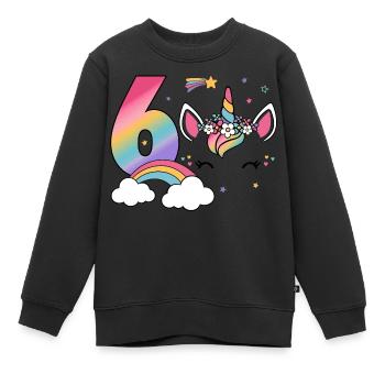 6. Geburtstag Sechster Geburtstag Einhorn Mädchen - Kinder Premium Organic Sweatshirt - Schwarz - Vorne - AI Model Kid Female (0cm)