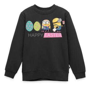 Minions With Easter Eggs Happy Easter - Kids Premium Organic Sweatshirt - black - Front - AI Model Kid Female (0cm)
