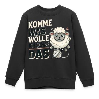 Komme was wolle ich Schaf das - Kinder Premium Organic Sweatshirt - Schwarz - Vorne - AI Model Kid Female (0cm)