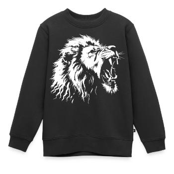 Roaring Lion - Kids Premium Organic Sweatshirt - black - Front - AI Model Kid Female (0cm)