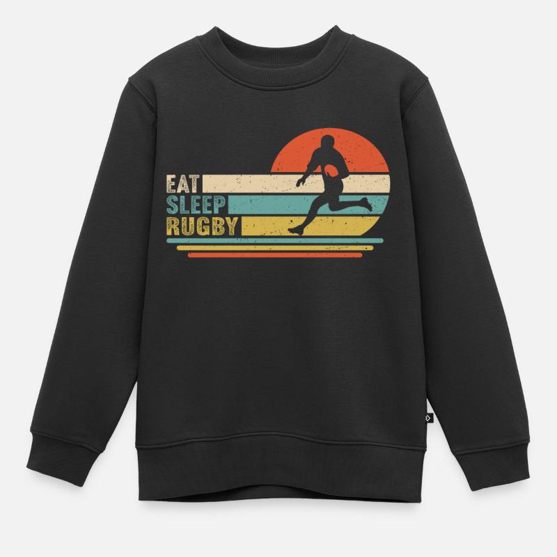 Manger Dormir Rugby - Sweat Premium enfant bio - noir
