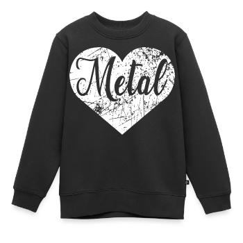 Metal Herz - Kinder Premium Organic Sweatshirt - Schwarz - Vorne - AI Model Kid Female (0cm)