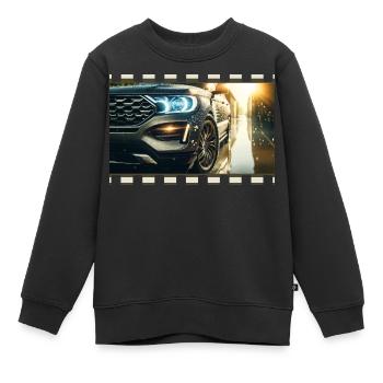 Eleganz im Detail – Modernes Auto in regnerischer Umgebung - Kinder Premium Organic Sweatshirt - Schwarz - Vorne - AI Model Kid Female (0cm)