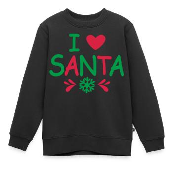 Weihnachten I love Santa Weihnachtsoutfit - Kinder Premium Organic Sweatshirt - Schwarz - Vorne - AI Model Kid Female (0cm)