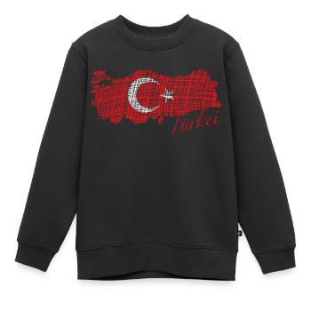 Türkei, türkische Flagge, Halbmond - Kinder Premium Organic Sweatshirt - Schwarz - Vorne - AI Model Kid Female (0cm)