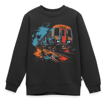 Chemin de fer - Sweat Premium enfant bio - noir - Devant - AI Model Kid Female (0cm)