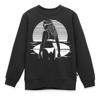 Weiblicher Surfer - Kinder Premium Organic Sweatshirt - Schwarz - Vorne - AI Model Kid Female (0cm)