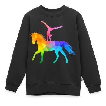 Voltige acrobatie équitation cheval coloré - Sweat Premium enfant bio - noir - Devant - AI Model Kid Female (0cm)