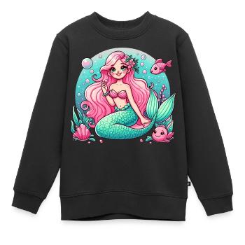 Fairytale Mermaid Cartoon Pastel T-Shirt - Kids Premium Organic Sweatshirt - black - Front - AI Model Kid Female (0cm)