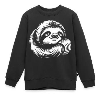 Mignon paresseux endormi se calme - Sweat Premium enfant bio - noir - Devant - AI Model Kid Female (0cm)