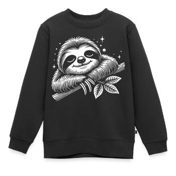 Mignon paresseux endormi se calme - Sweat Premium enfant bio - noir - Devant - AI Model Kid Female (0cm)