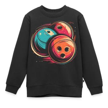 Boules de bowling Synthwave - Sweat Premium enfant bio - noir - Devant - AI Model Kid Female (0cm)