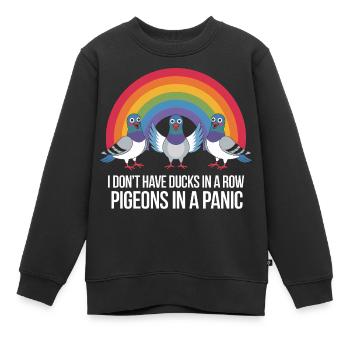 Pigeon Panic Humor - Kinder Premium Organic Sweatshirt - Schwarz - Vorne - AI Model Kid Female (0cm)