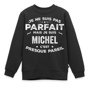 Michel Ein Vorname, eine Geschichte, eine Persönlichkeit - Kinder Premium Organic Sweatshirt - Schwarz - Vorne - AI Model Kid Female (0cm)