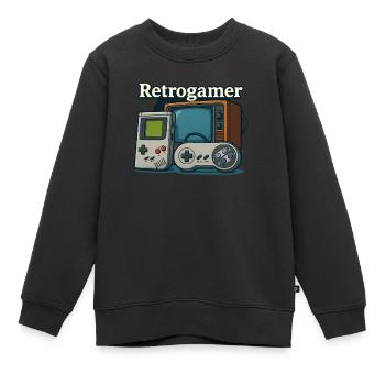 Retrogamer - Kinder Premium Organic Sweatshirt - Schwarz - Vorne - AI Model Kid Female (0cm)