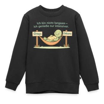 Schildkroeten Chillzone - Kinder Premium Organic Sweatshirt - Schwarz - Vorne - AI Model Kid Female (0cm)