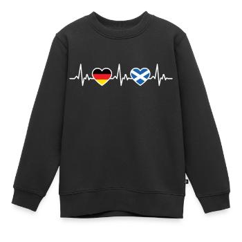 Schottland Deutschland Herzschlag Flagge Schotte - Kinder Premium Organic Sweatshirt - Schwarz - Vorne - AI Model Kid Female (0cm)