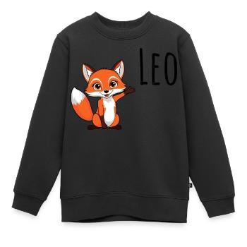 Fuchs Leo - Mein Name ist Leo - Süßes Waldtier - Kinder Premium Organic Sweatshirt - Schwarz - Vorne - AI Model Kid Female (0cm)