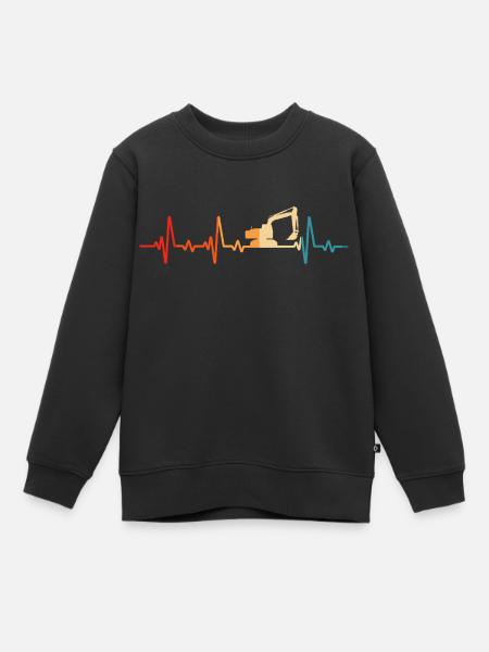 Rétro Excavatrice Excavateur Pilote Chantier - Sweat Premium enfant bio - noir