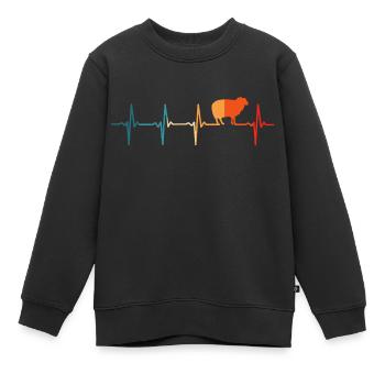 Sheep Heartbeat T Shirt Funny Sheep - Kids Premium Organic Sweatshirt - black - Front - AI Model Kid Female (0cm)