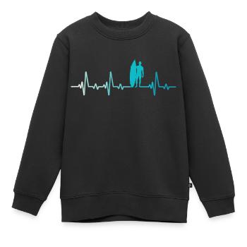 Surf rétro Battement de cœur Surfeur surfeur - Sweat Premium enfant bio - noir - Devant - AI Model Kid Female (0cm)
