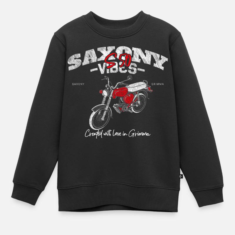 Saxony Vibes - Grimma Vibes - S50 - S51 - Simson - Sweat Premium enfant bio - noir