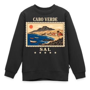 Kap Verde Sal Vintage Reisemarke - Kinder Premium Organic Sweatshirt - Schwarz - Vorne - AI Model Kid Female (0cm)