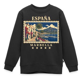 Spanien Marbella Vintage Reisemarke - Kinder Premium Organic Sweatshirt - Schwarz - Vorne - AI Model Kid Female (0cm)