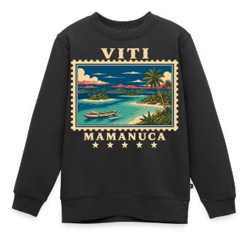 Fiji Mamanuca Vintage Reisemarke - Kinder Premium Organic Sweatshirt - Schwarz - Vorne - AI Model Kid Female (0cm)