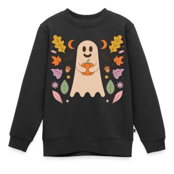 Fantôme du Câlin à la Citrouille - Sweat Premium enfant bio - noir - Devant - AI Model Kid Female (0cm)