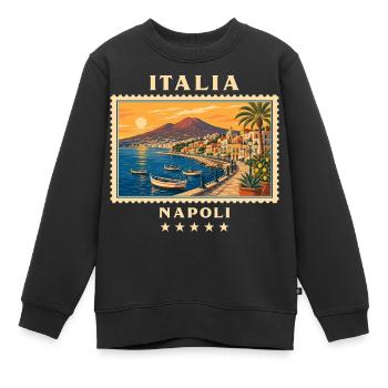 Italien Neapel Vintage Reisemarke - Kinder Premium Organic Sweatshirt - Schwarz - Vorne - AI Model Kid Female (0cm)