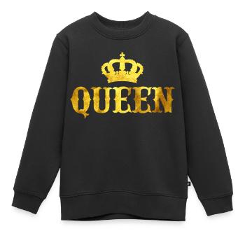 Couple de reine d'or correspondant - Sweat Premium enfant bio - noir - Devant - AI Model Kid Female (0cm)