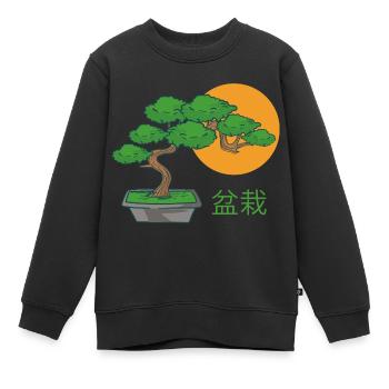 Bonsai Petit arbre - Sweat Premium enfant bio - noir - Devant - AI Model Kid Female (0cm)