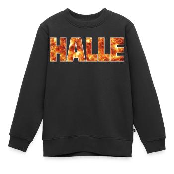 Halle - Kinder Premium Organic Sweatshirt - Schwarz - Vorne - AI Model Kid Female (0cm)
