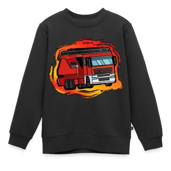 Camion pompier enfant - Sweat Premium enfant bio - noir - Devant - AI Model Kid Female (0cm)