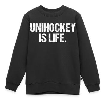 Unihockey Spieler Floorball Unihockey Spiel - Kinder Premium Organic Sweatshirt - Schwarz - Vorne - AI Model Kid Female (0cm)